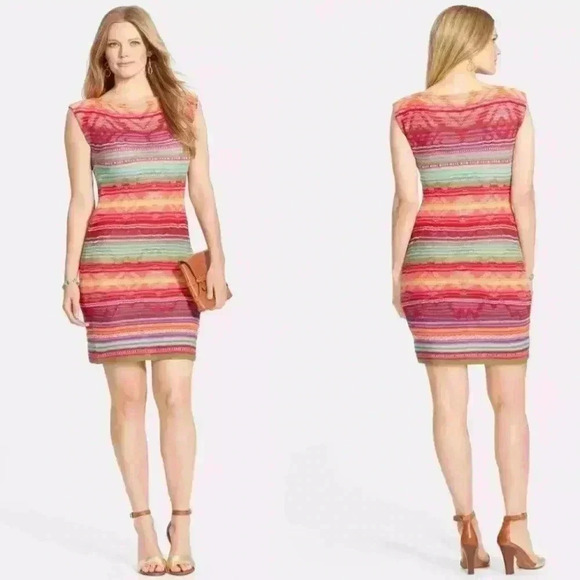 Lauren Ralph Lauren Rainbow Indian Tribal Linen Sleeveless Sweater Dress PXS - Picture 1 of 11